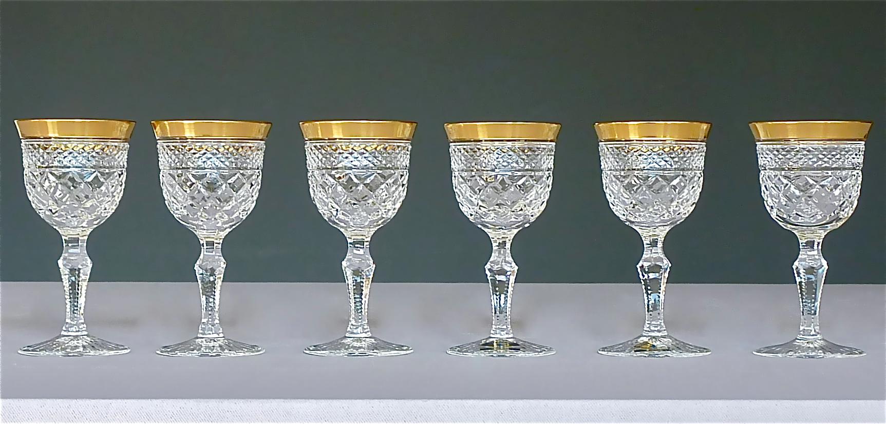 Precious 6 Schnapps Spirit Glasses Gold Crystal Stemware Josephinenhuette Moser 4