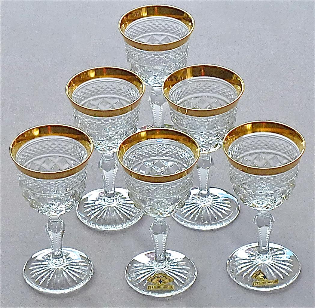 Precious 6 Schnapps Spirit Glasses Gold Crystal Stemware Josephinenhuette Moser 5