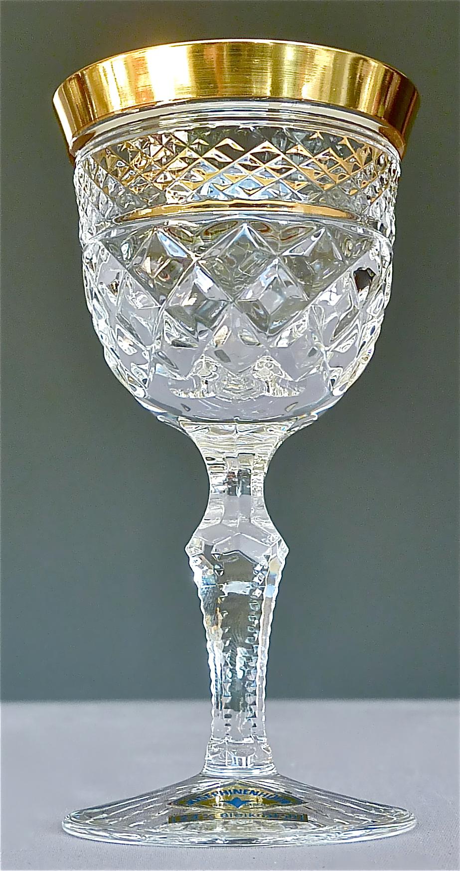 Precious 6 Schnapps Spirit Glasses Gold Crystal Stemware Josephinenhuette Moser 6