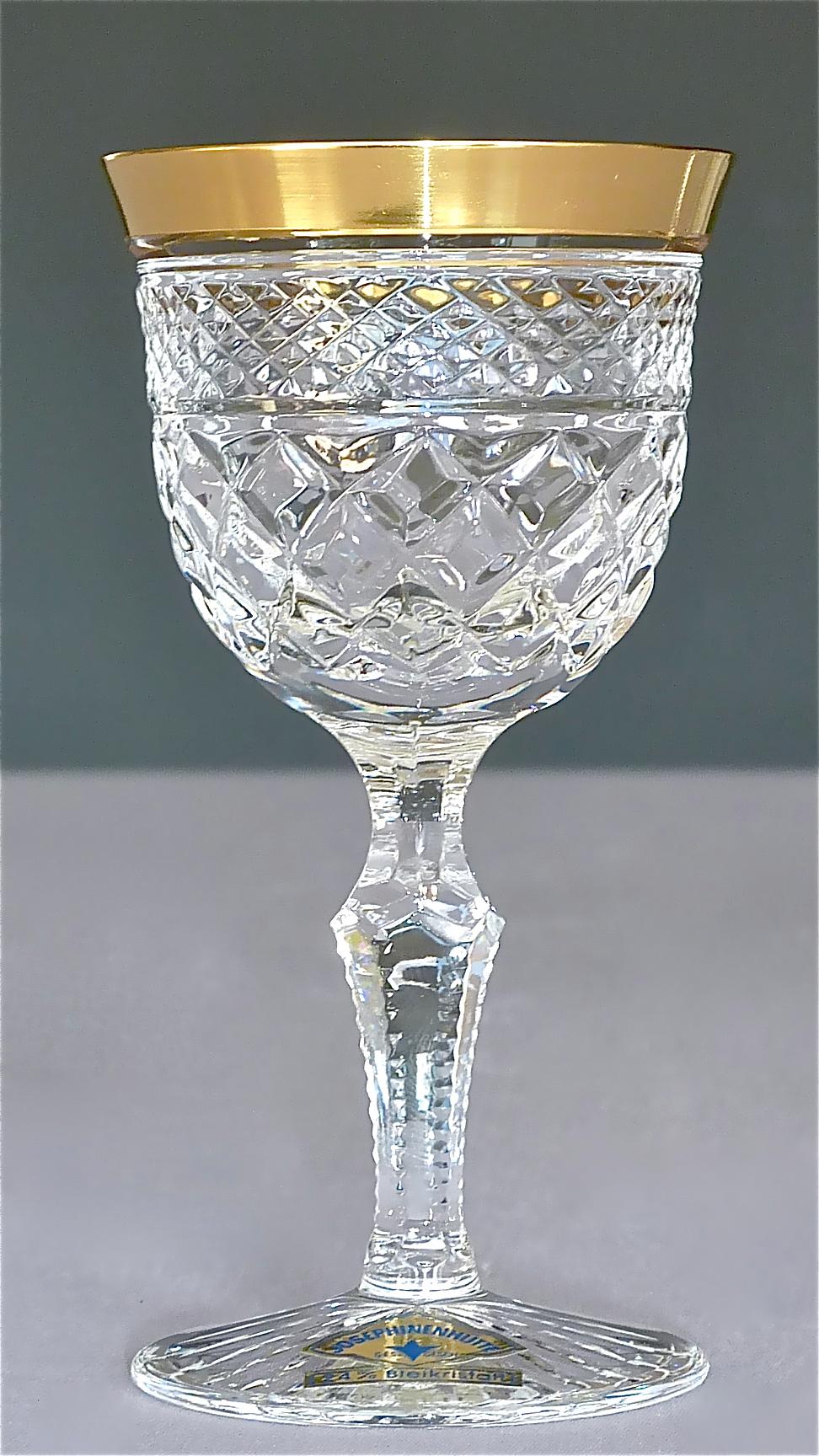 German Precious 6 Schnapps Spirit Glasses Gold Crystal Stemware Josephinenhuette Moser