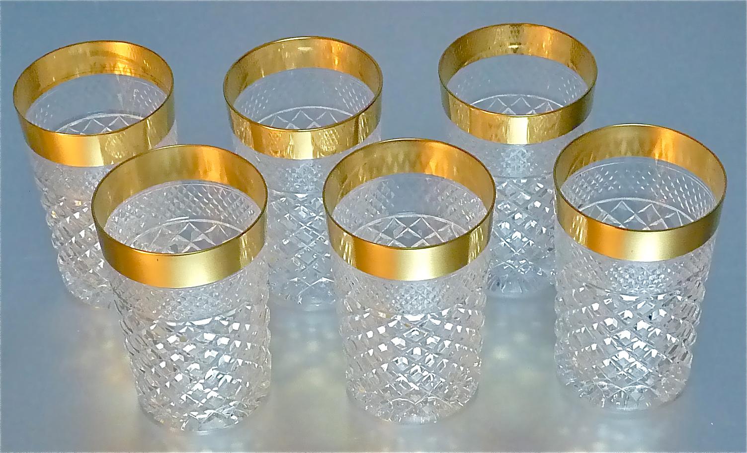 Precious 6 Water Glasses Gold Crystal Glass Tumbler Josephinenhuette Moser For Sale 4