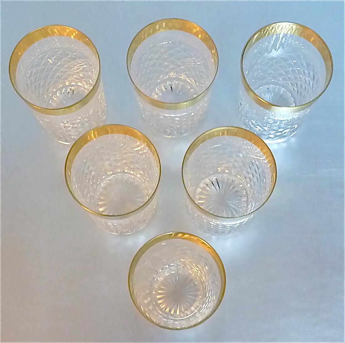 Precious 6 Water Glasses Gold Crystal Glass Tumbler Josephinenhuette Moser For Sale 6