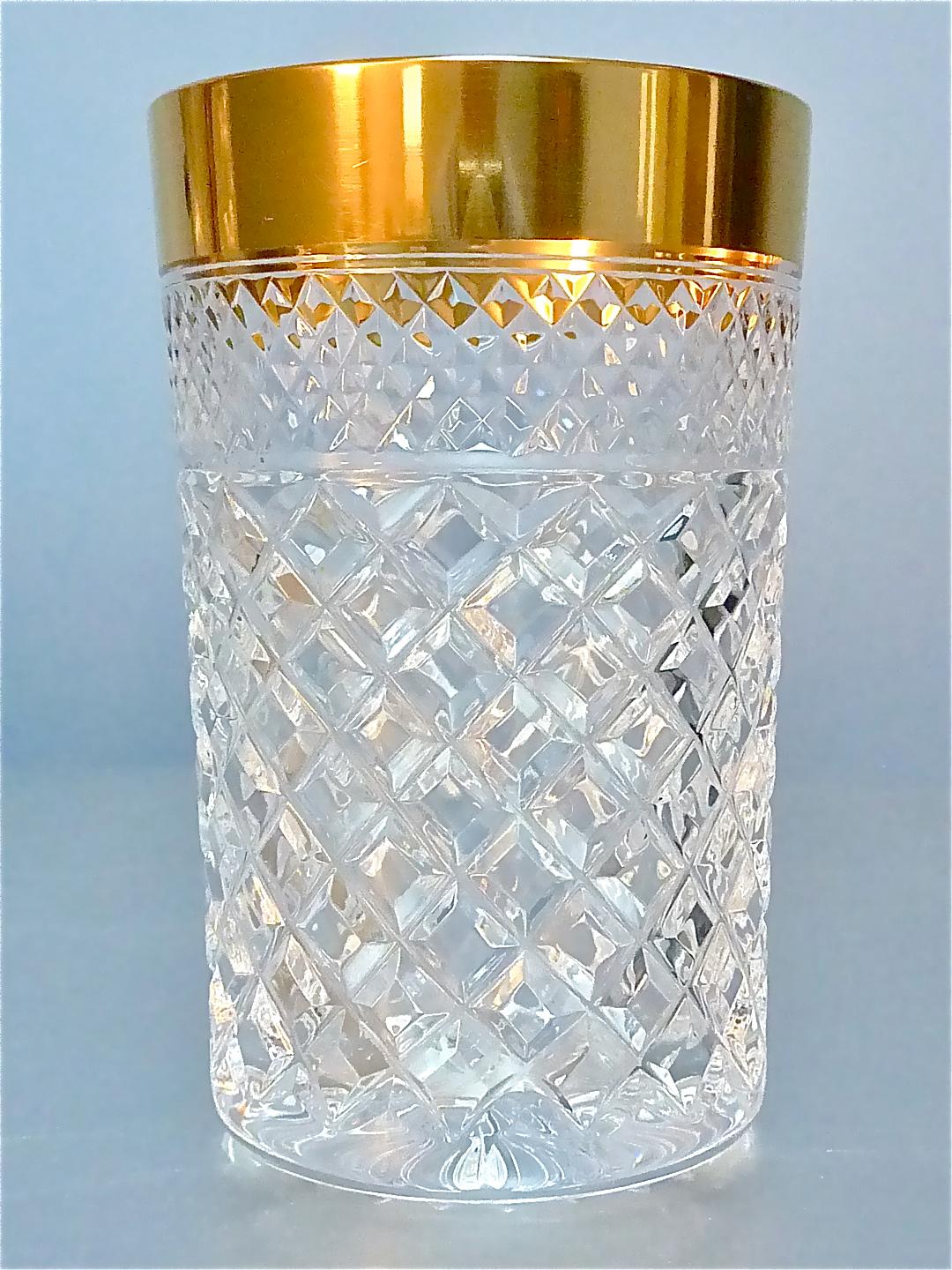 Hollywood Regency Precious 6 Water Glasses Gold Crystal Glass Tumbler Josephinenhuette Moser For Sale