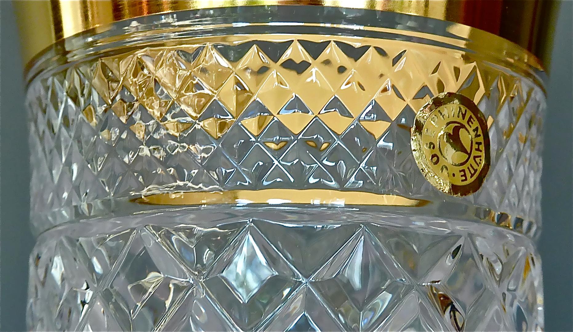 German Precious 6 Water Glasses Gold Crystal Glass Tumbler Josephinenhuette Moser