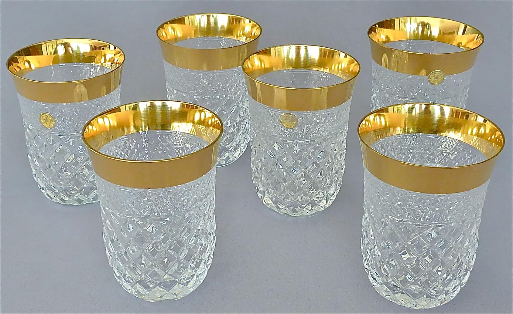 Faceted Precious 6 Water Glasses Gold Crystal Glass Tumbler Josephinenhuette Moser