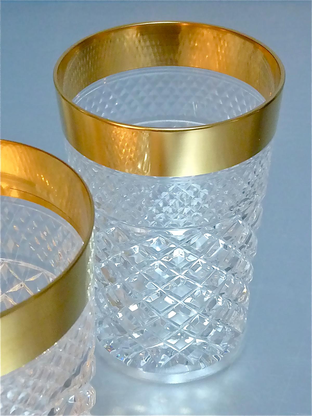 Edelsteine 6 Wassergläser Gold Kristallglas Becher Josephinenhuette Moser (Mitte des 20. Jahrhunderts) im Angebot