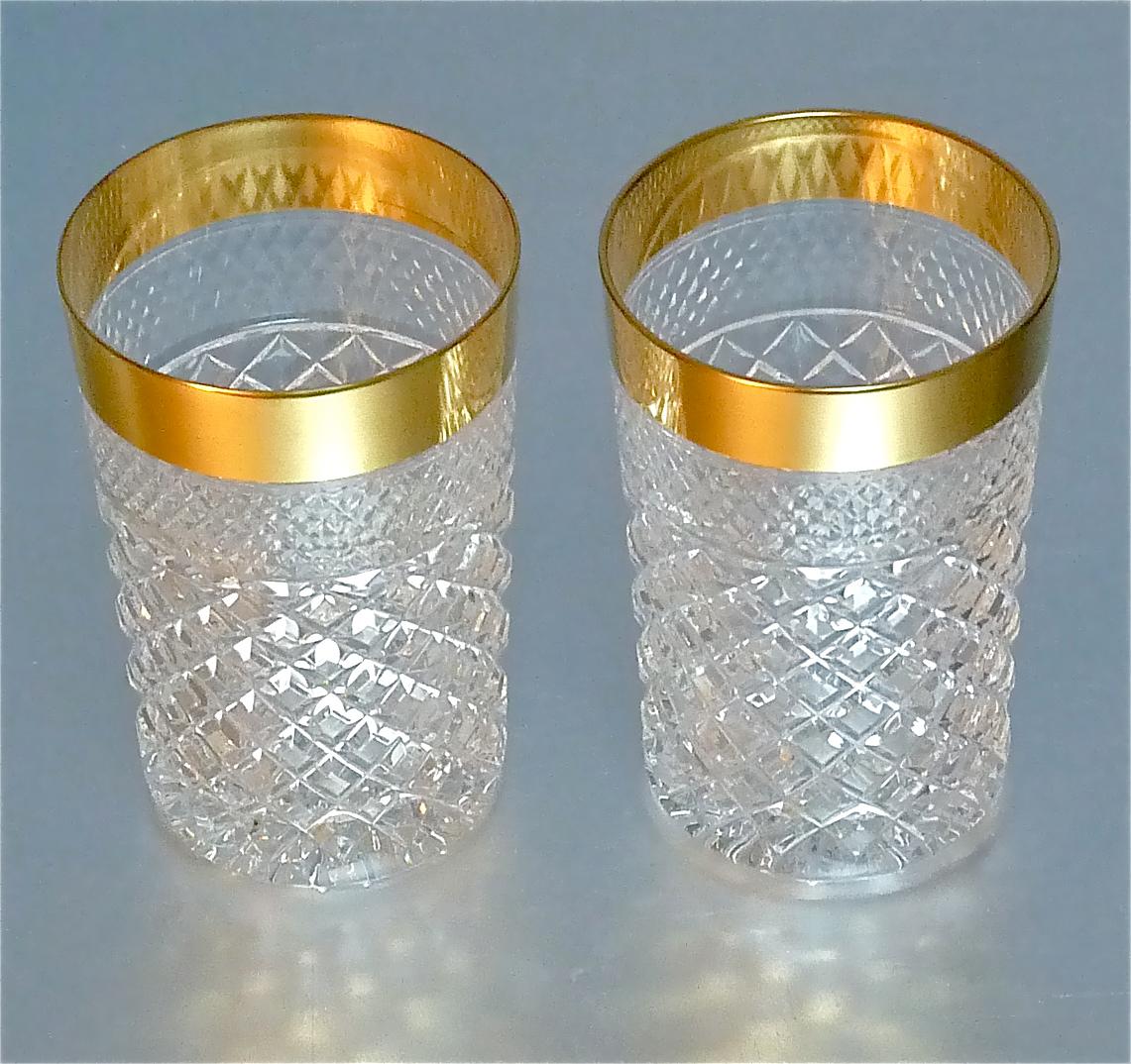Edelsteine 6 Wassergläser Gold Kristallglas Becher Josephinenhuette Moser im Angebot 1