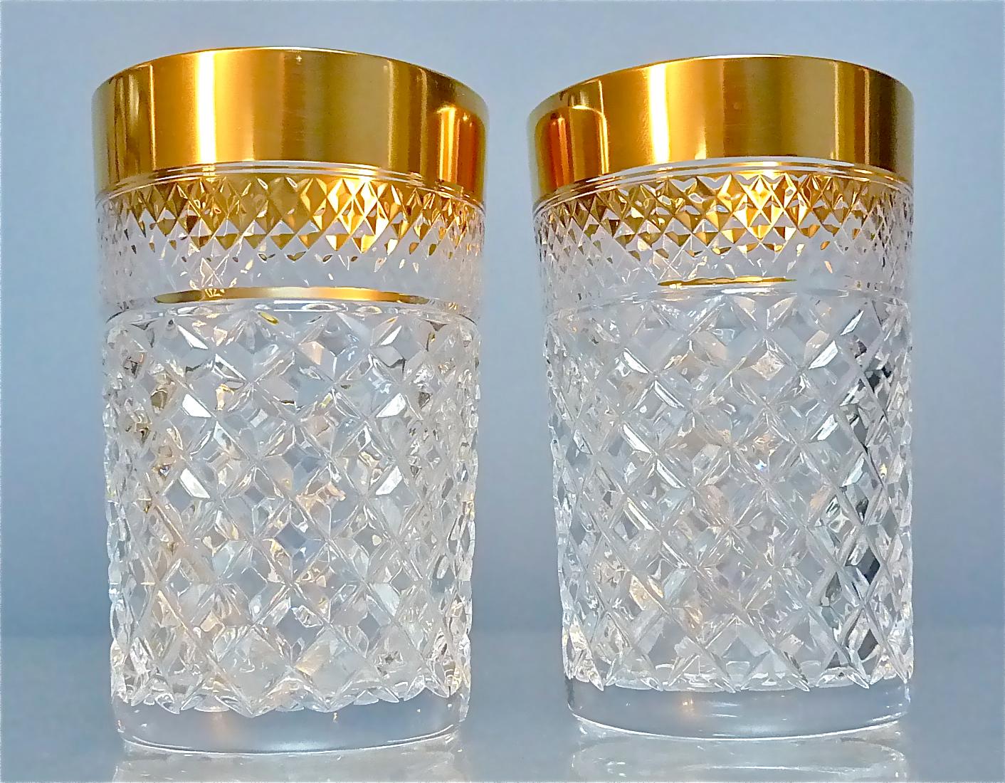 Precious 6 Water Glasses Gold Crystal Glass Tumbler Josephinenhuette Moser For Sale 2