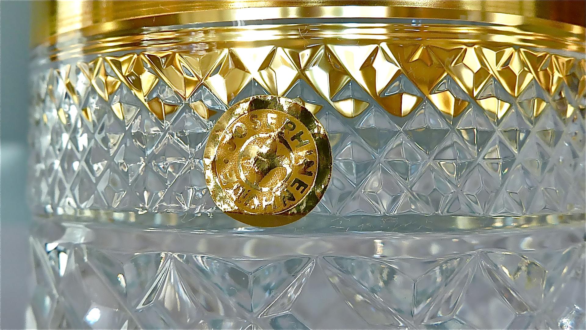 Hollywood Regency Precious 6 Whisky Glasses Gold Crystal Glass Tumbler Josephinenhuette Moser