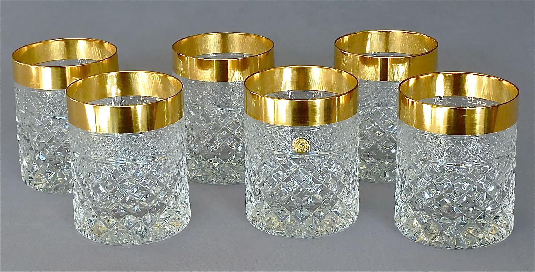 German Precious 6 Whisky Glasses Gold Crystal Glass Tumbler Josephinenhuette Moser