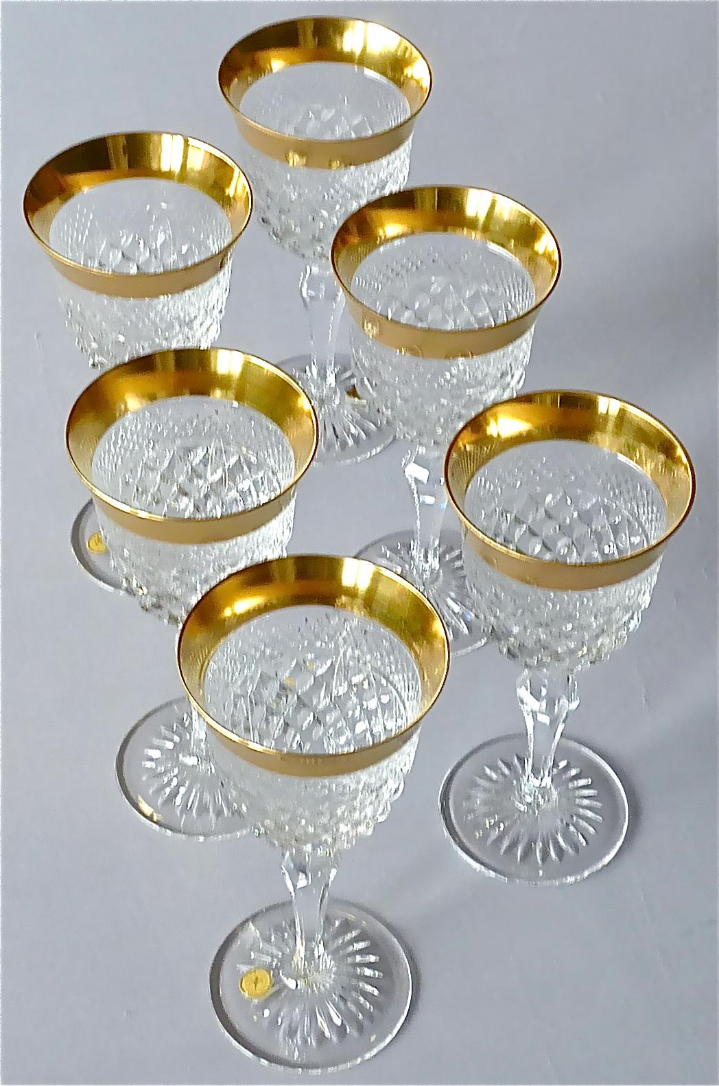 Precious 6 White Wine Glasses Gold Crystal Glass Stemware Josephinenhuette Moser 2