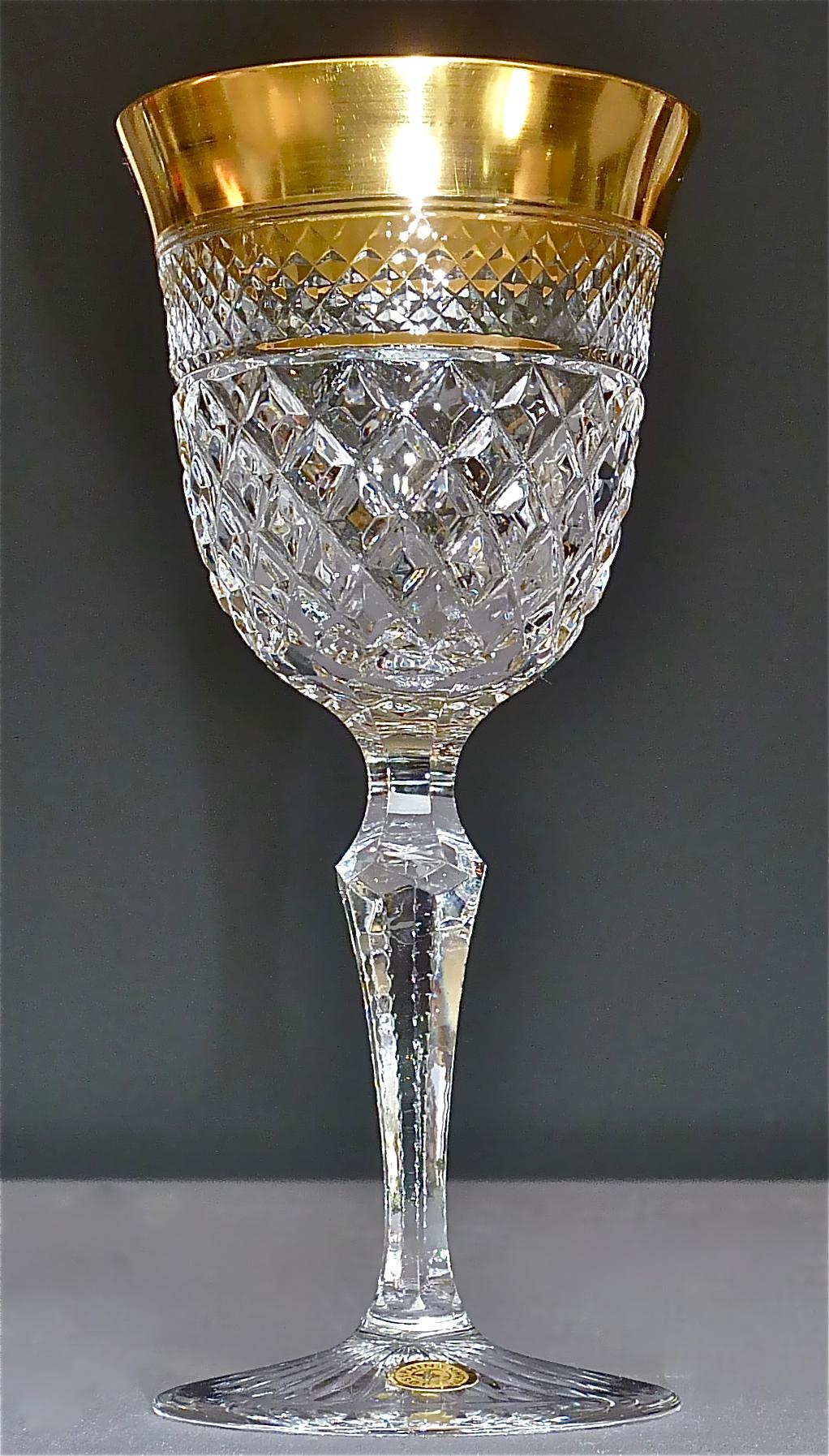 Precious 6 White Wine Glasses Gold Crystal Glass Stemware Josephinenhuette Moser 3