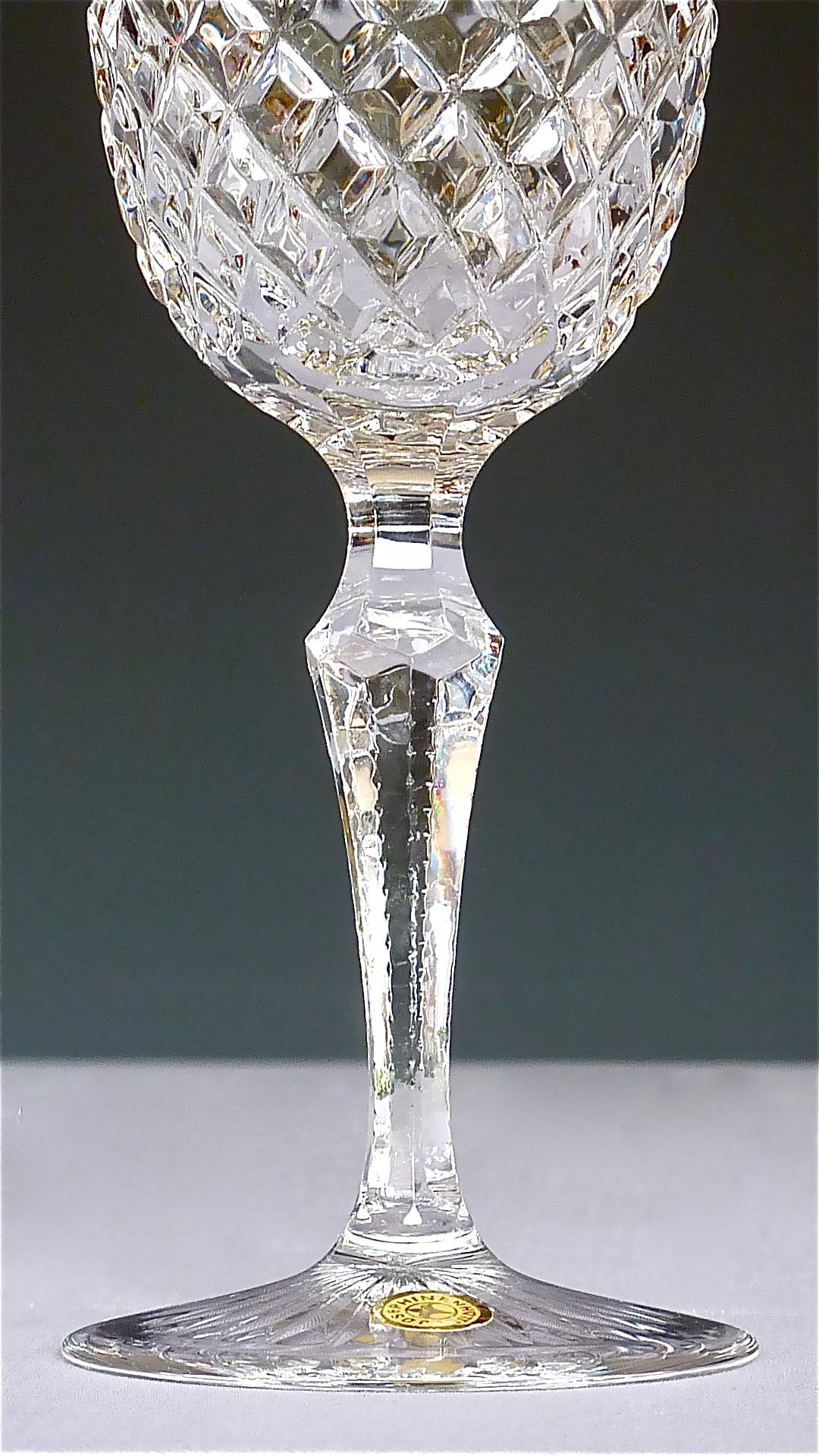 German Precious 6 White Wine Glasses Gold Crystal Glass Stemware Josephinenhuette Moser