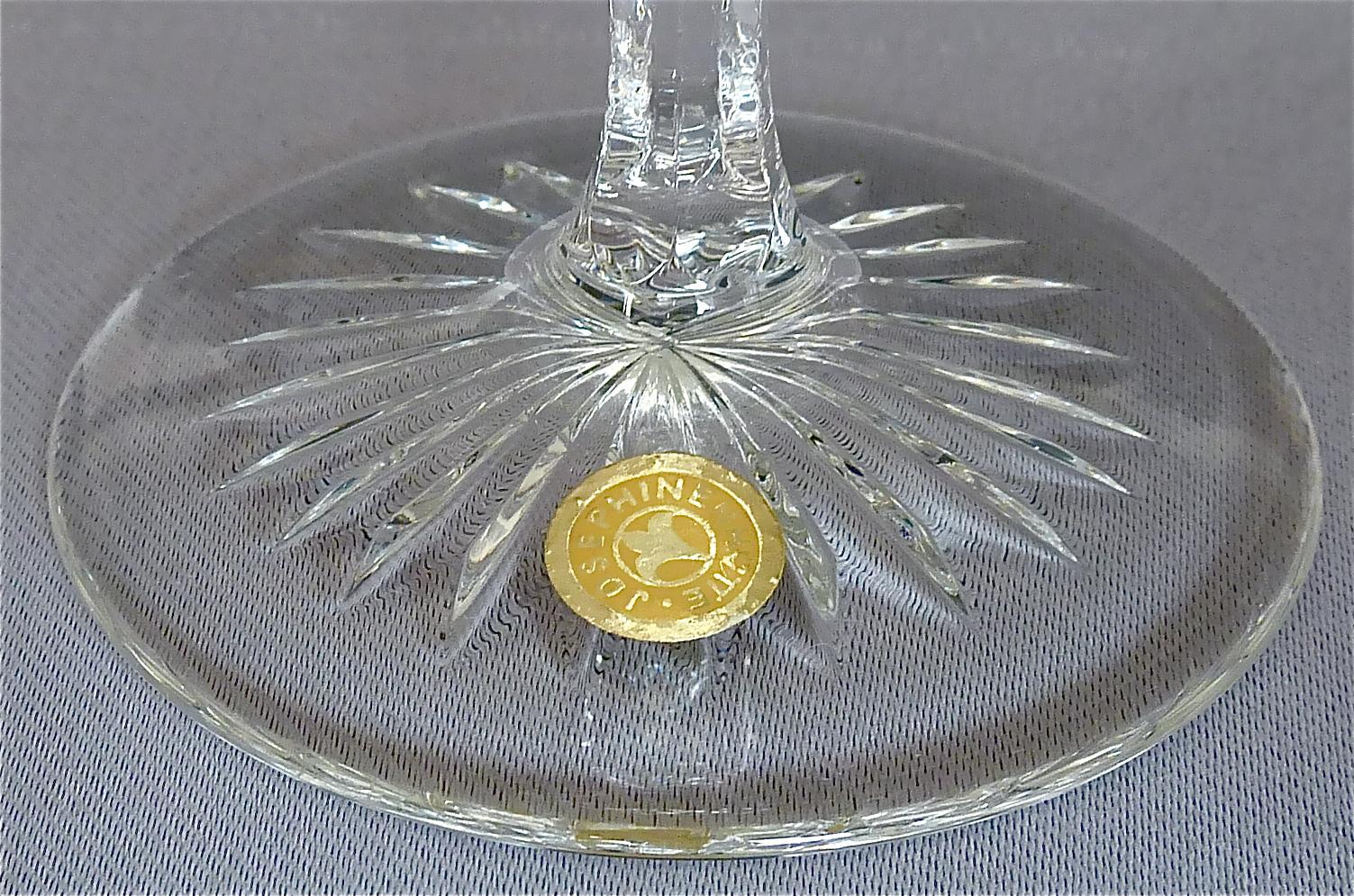 Faceted Precious 6 White Wine Glasses Gold Crystal Glass Stemware Josephinenhuette Moser