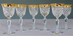 Precious 6 Wine Glasses Gold Crystal Faceted Stemware Josephinenhuette Moser