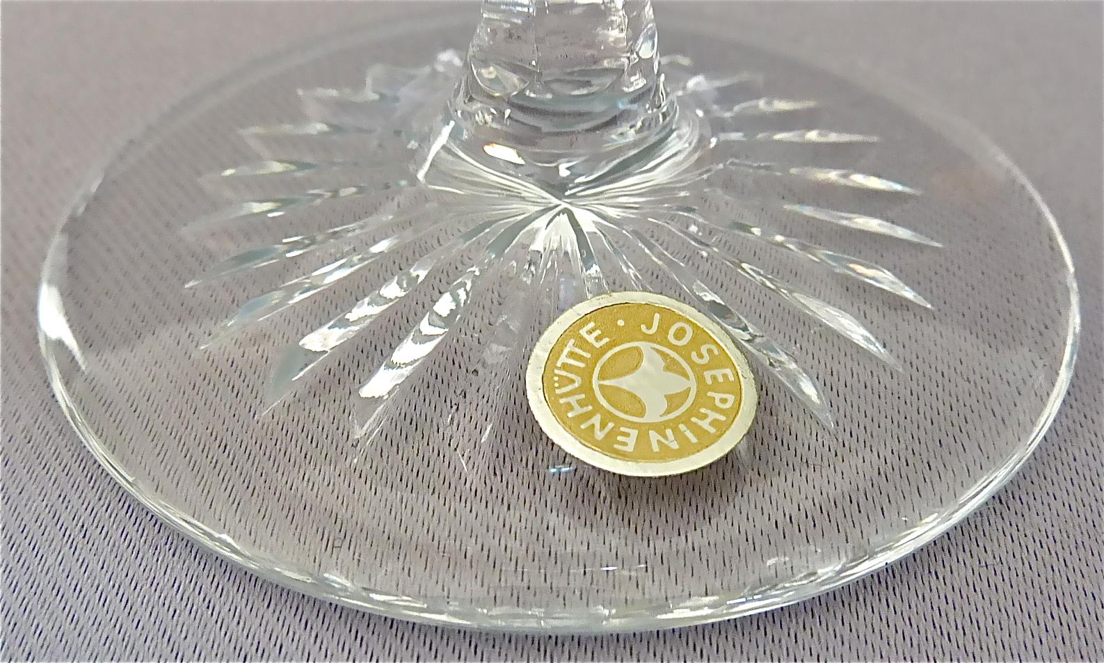 Milieu du XXe siècle 6 verres à vin précieux Moser Josephinenhuette à tige facettée en cristal doré en vente