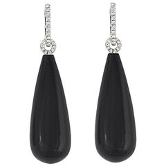 Precious Basics 47.11 Carat Onyx and Diamond Studded Earrings