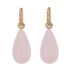 Precious Basics Boucles d'oreilles cloutées en quartz rose de 72 carats et diamants