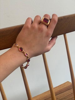 Precious Basics Bracelet, 18 Karat Rose Gold, 10 Rubelites 29.55 Carat