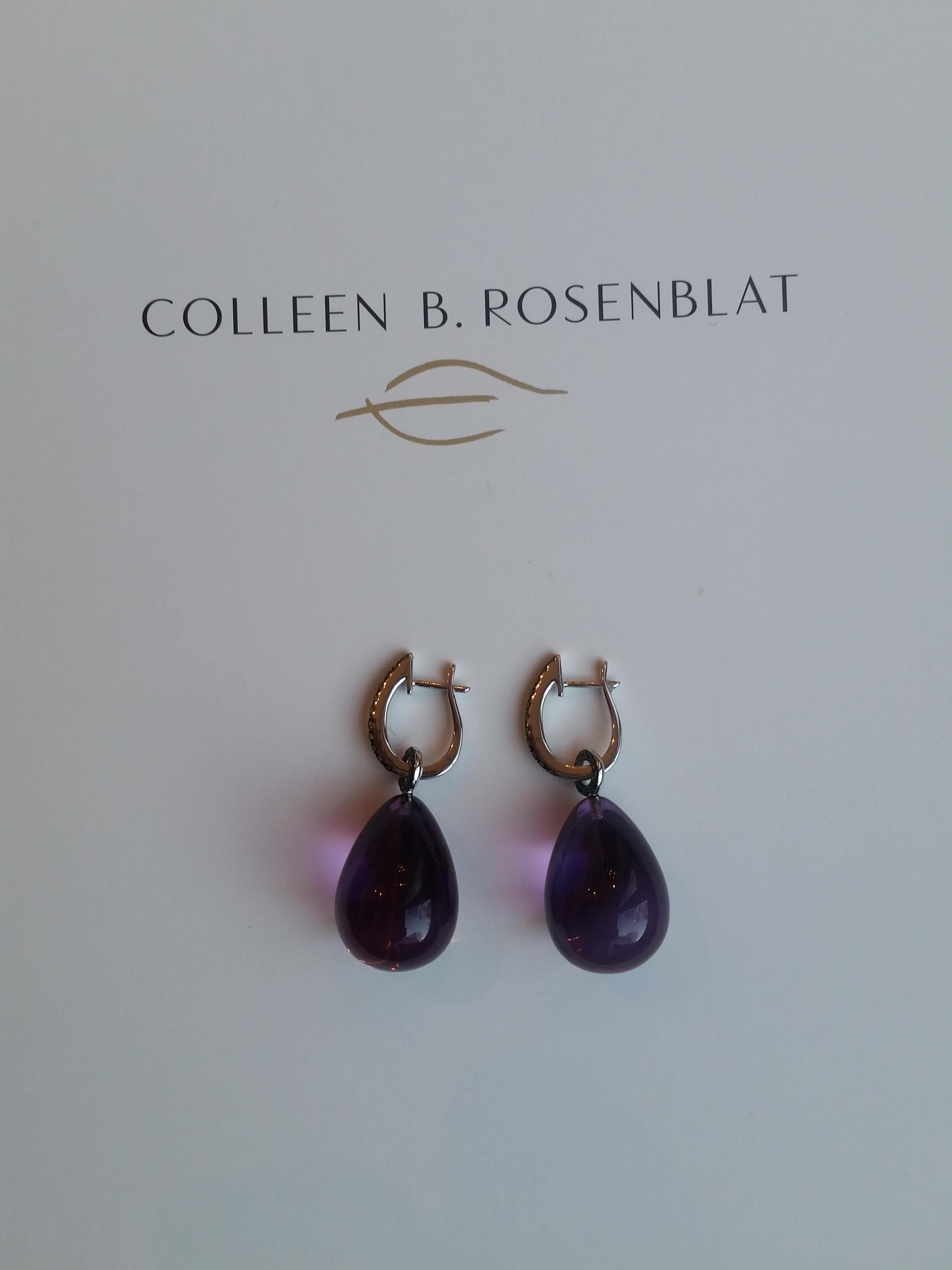 Contemporary Precious Basics Earrings with Amethysts and Tsavorites in White Gold