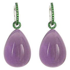 Precious Basics Earrings with Amethysts and Tsavorites in White Gold