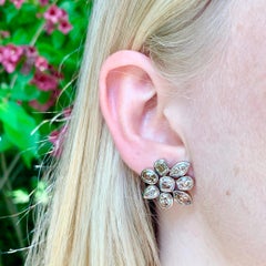 Precious Basics Earrings, 18 Karat White Gold 16 Cognac Colored Diamonds 9.05 Ct