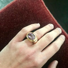 Precious Basics Ring in 18 Carat Rose Gold Set with 1 Amethyst of 12.24 Carat