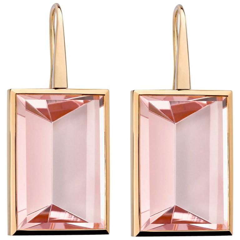 Precious Basics Rose Gold Earrings with Morganites 46.70 Carat For Sale