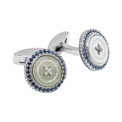 Precious Button Cufflinks with White Mother of Pearl 
Sapphires