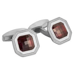 Bouton de manchette précieux en argent sterling avec grenat rouge (édition limitée)