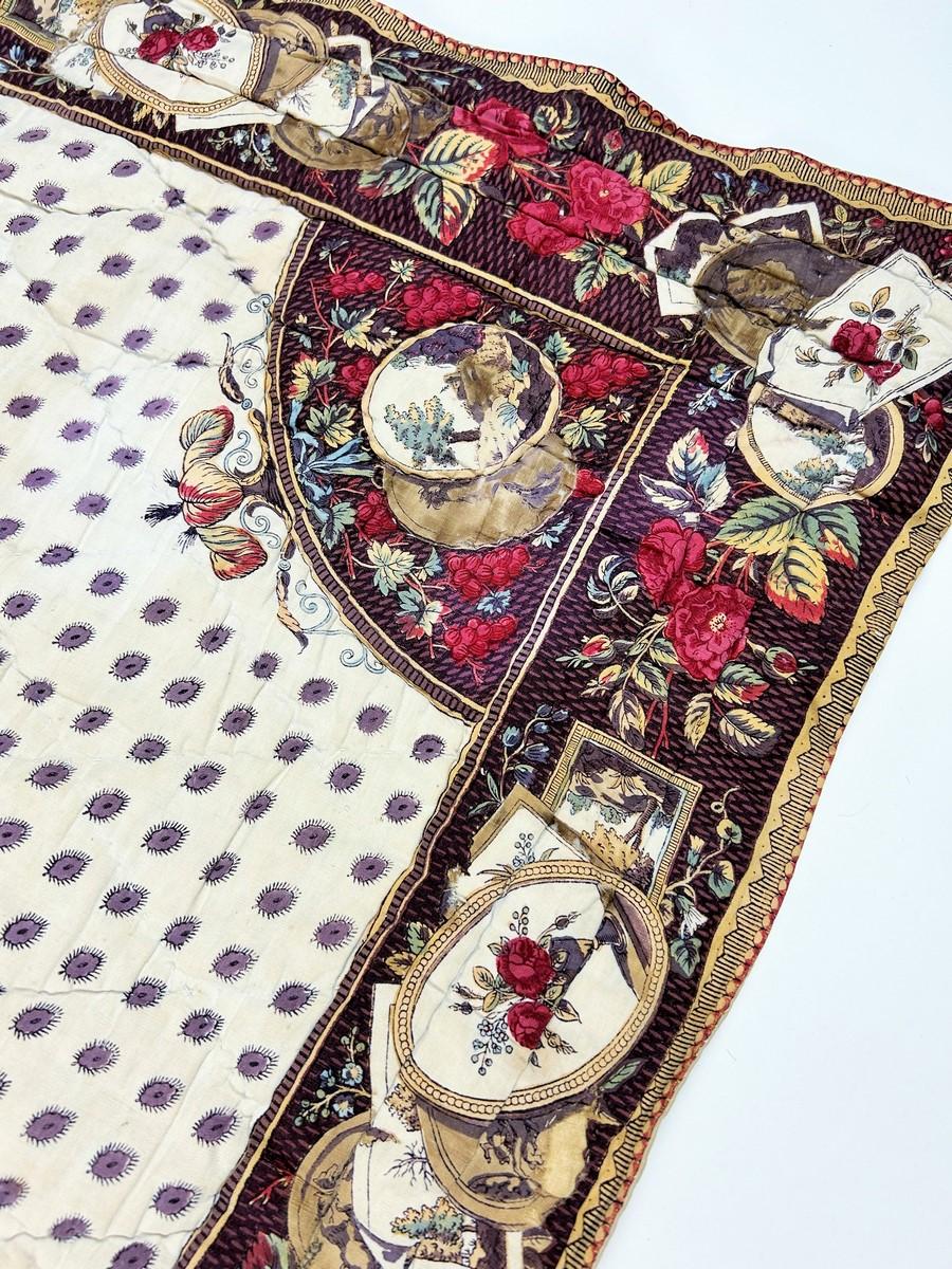 da uomo o donna Preziosa trapunta francese stampata a blocchi del periodo Luigi XVI francese CIRCA 1780 in vendita