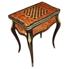 Precious French Card Table in Ebony and Elm Burl Wood Precious French Card Table in Ebony and Elm Burl Wood