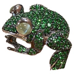 Precious Frog Tsavorite 18K Gold Lever-Back Earrings for Her