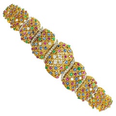 Precious Gems Diamonds Yellow Gold Link Bracelet