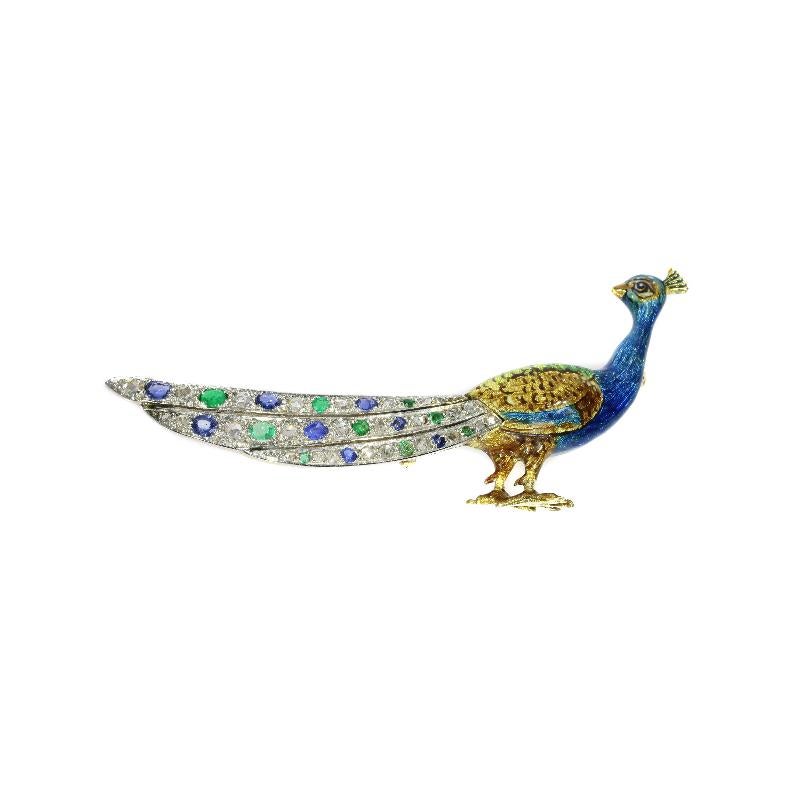 antique peacock brooch