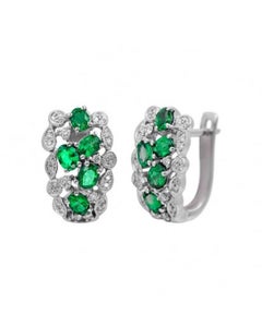 Precious Green Emerald White Diamond White Gold Sophisticated Daily Ring
