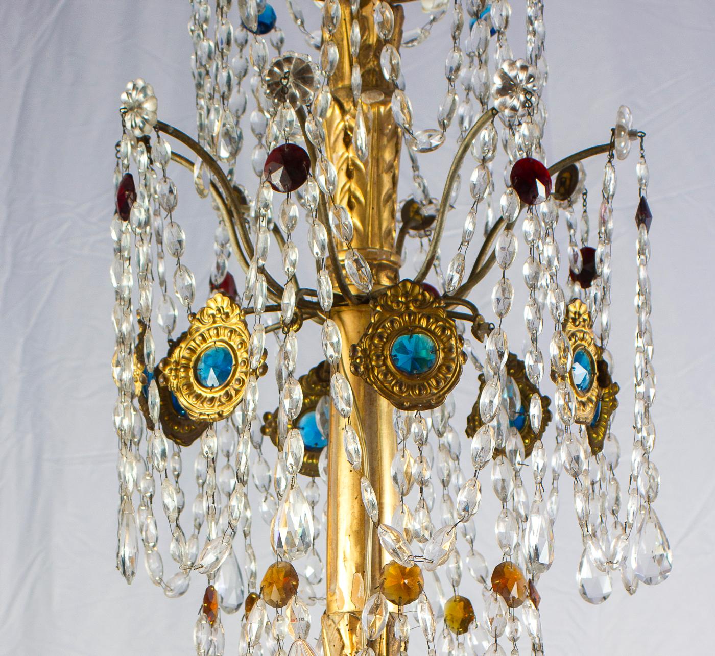 Lustre italien précieux en bois doré et cristal de Genova du 18ème siècle, 1760 en vente 3