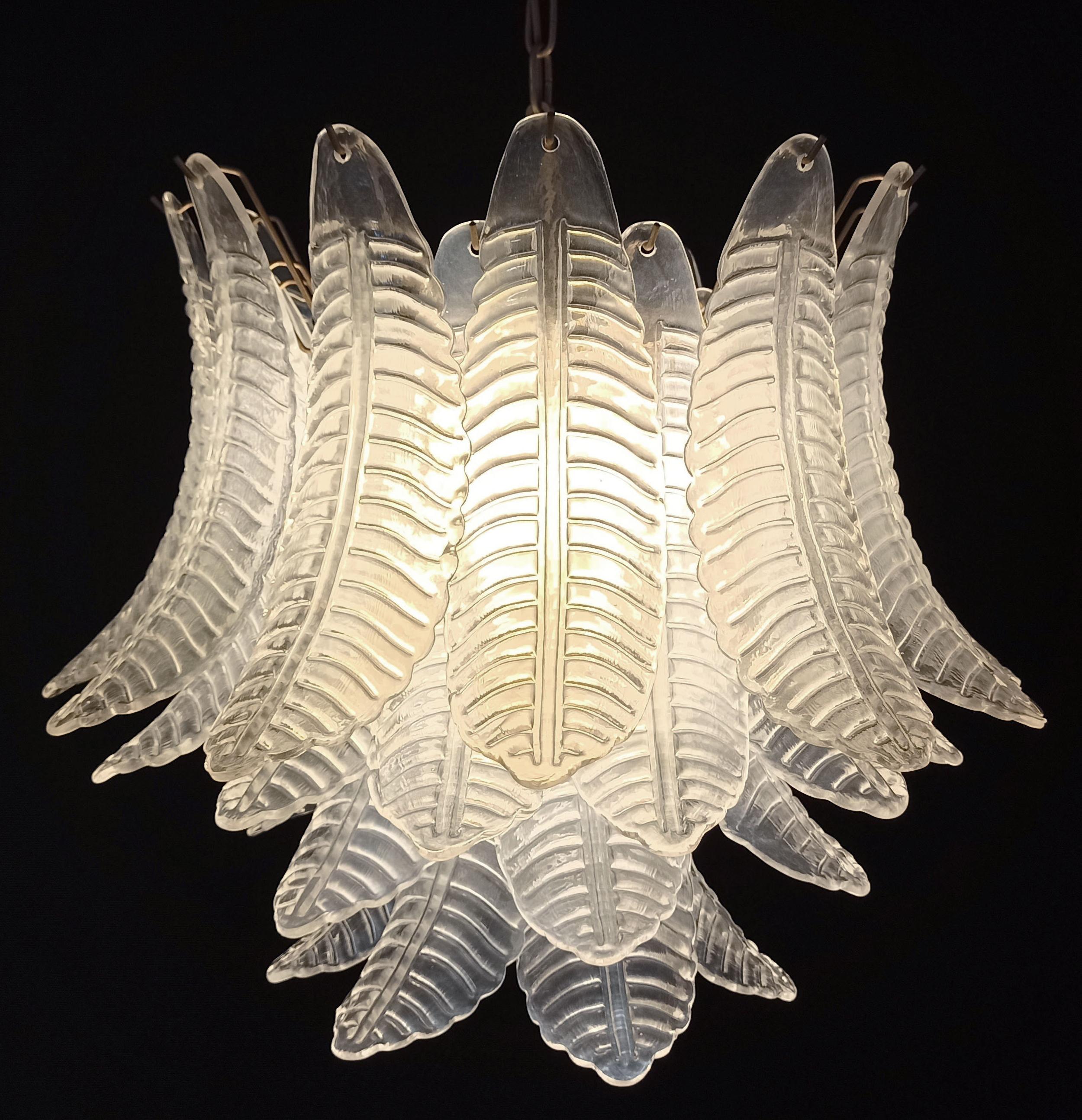 Precious Italian Murano Six-Tier Opaline Ferns Glass Chandelier, 36 Opal Glasses In Good Condition For Sale In Budapest, HU