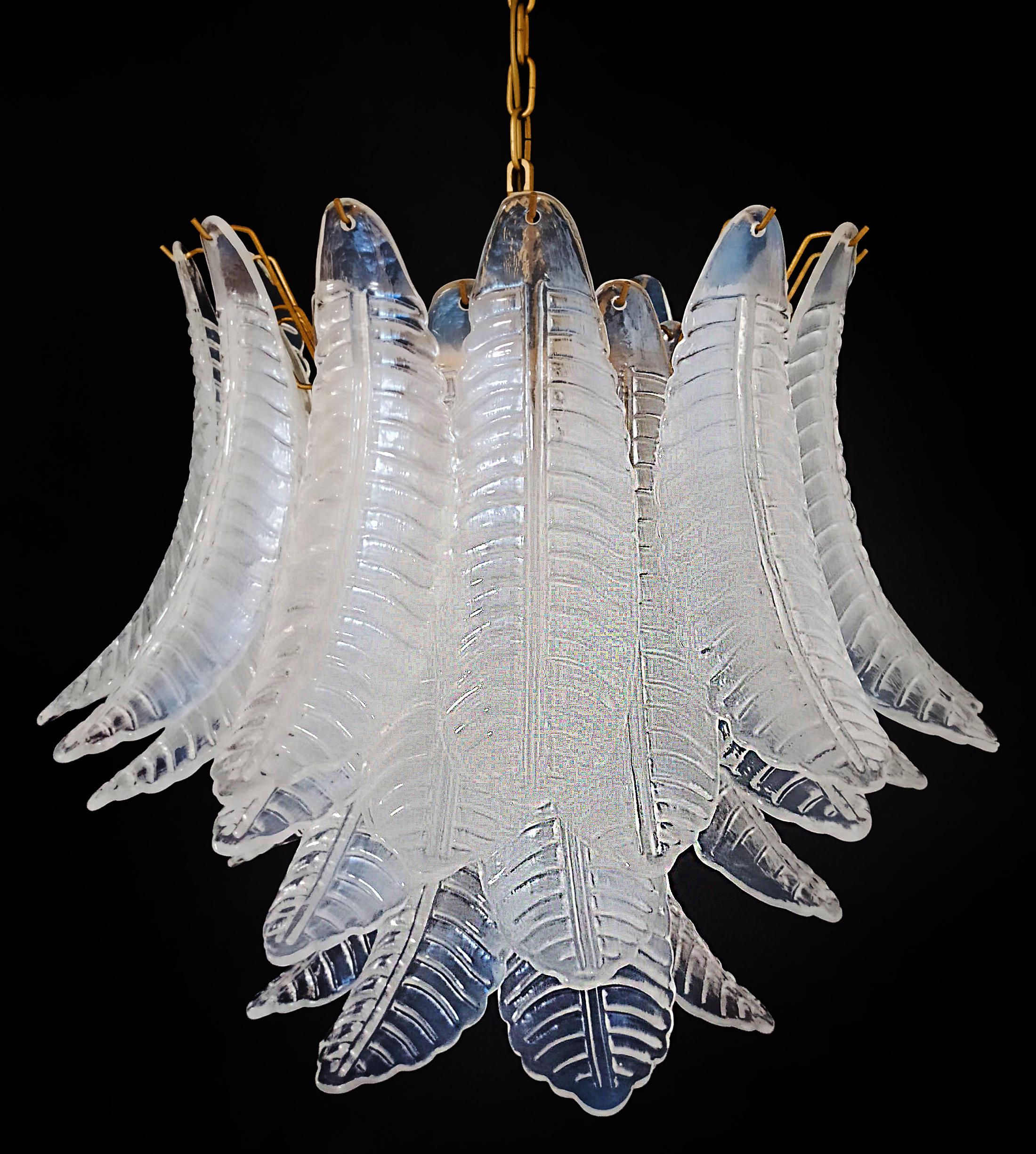 Precious Italian Murano Six-Tier Opaline Ferns Glass Chandelier, 36 Opal Glasses For Sale 2