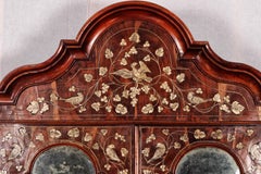 Precious Italian of 1700 'Lombard' Trumeau in Walnut Inlaid Ivory