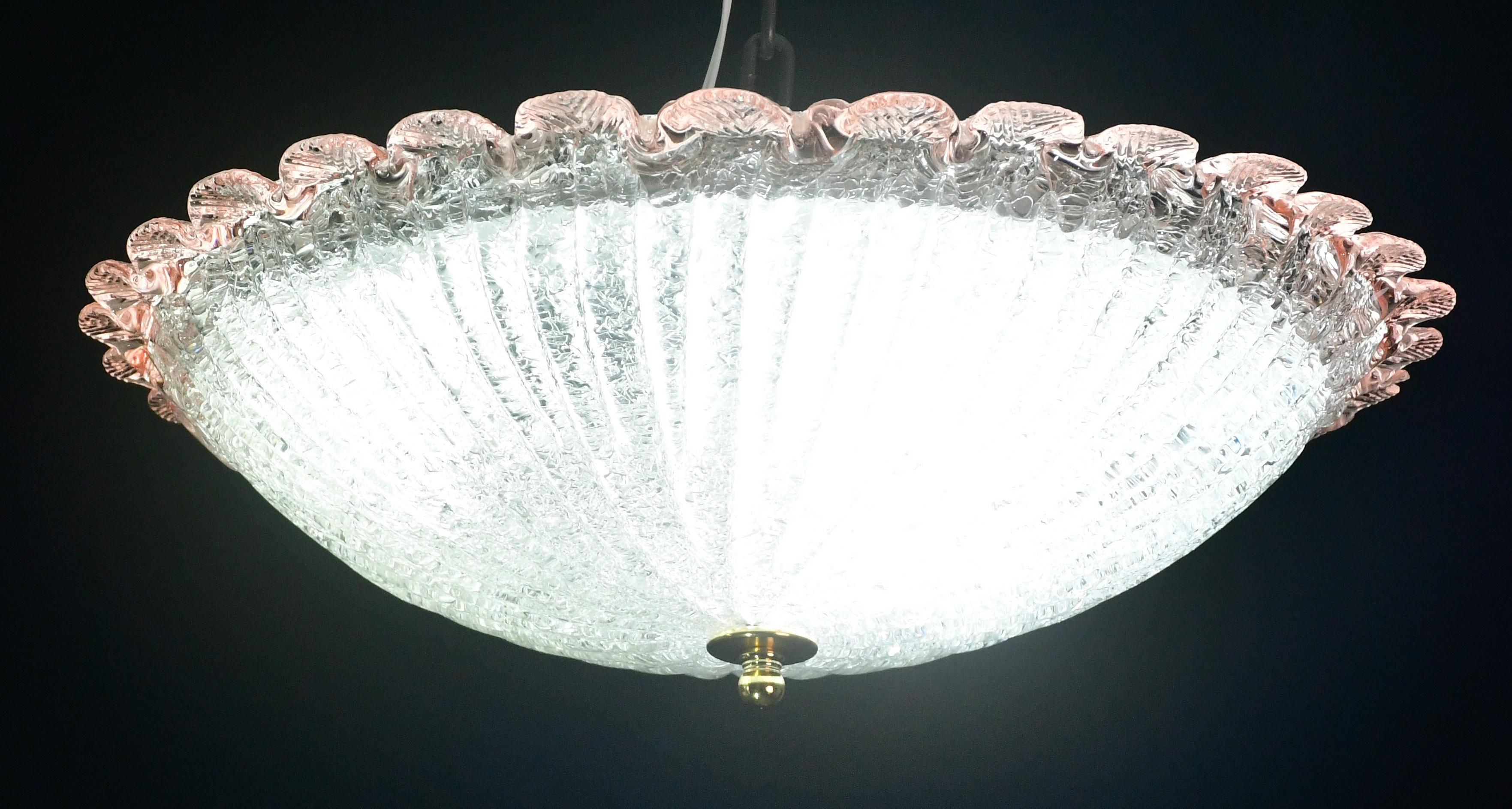 Precious Italian Pink Murano Glass Ceiling Fixture, Murano, 1970 en venta 5