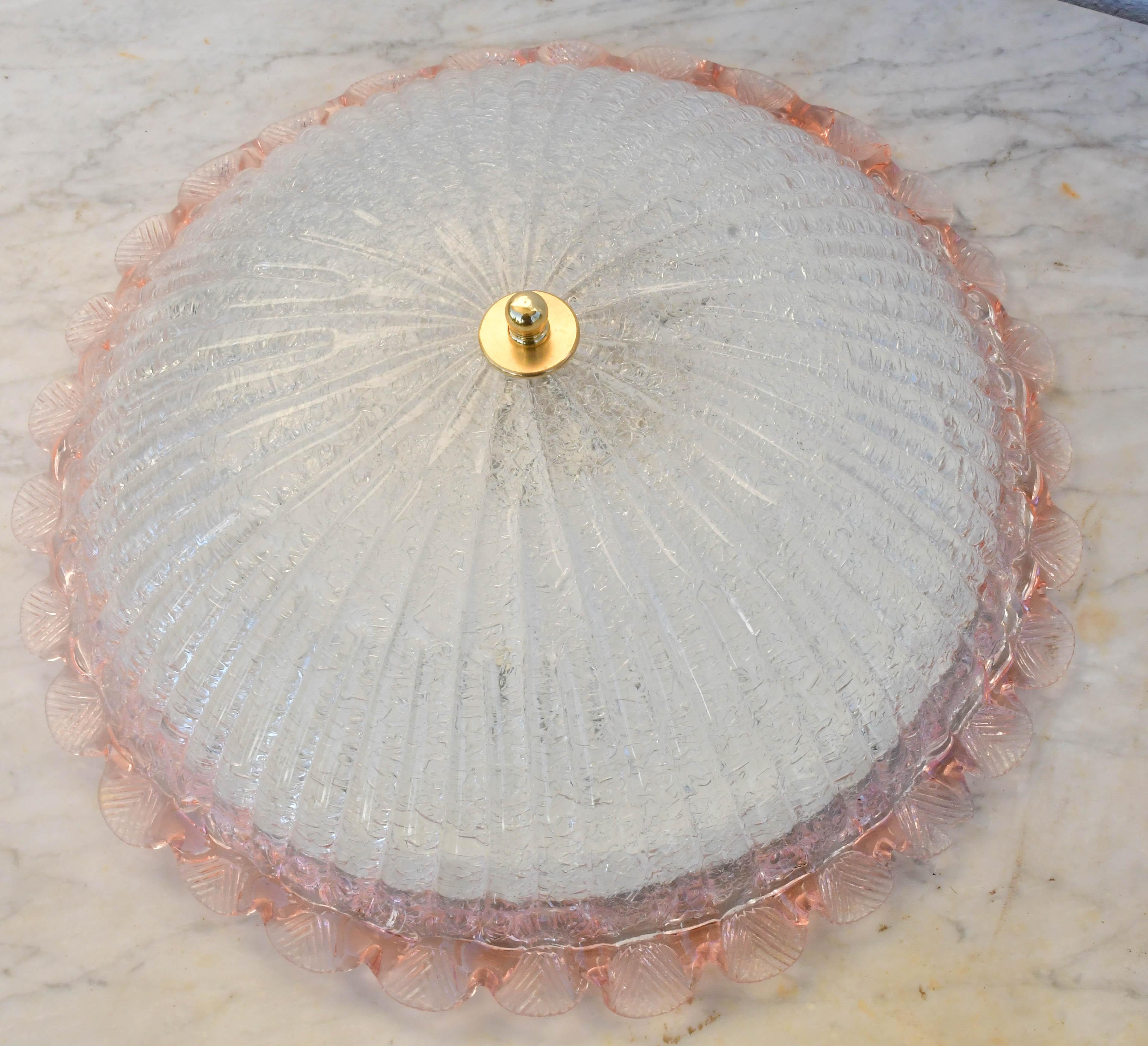 Precious Italian Pink Murano Glass Ceiling Fixture, Murano, 1970 en venta 8