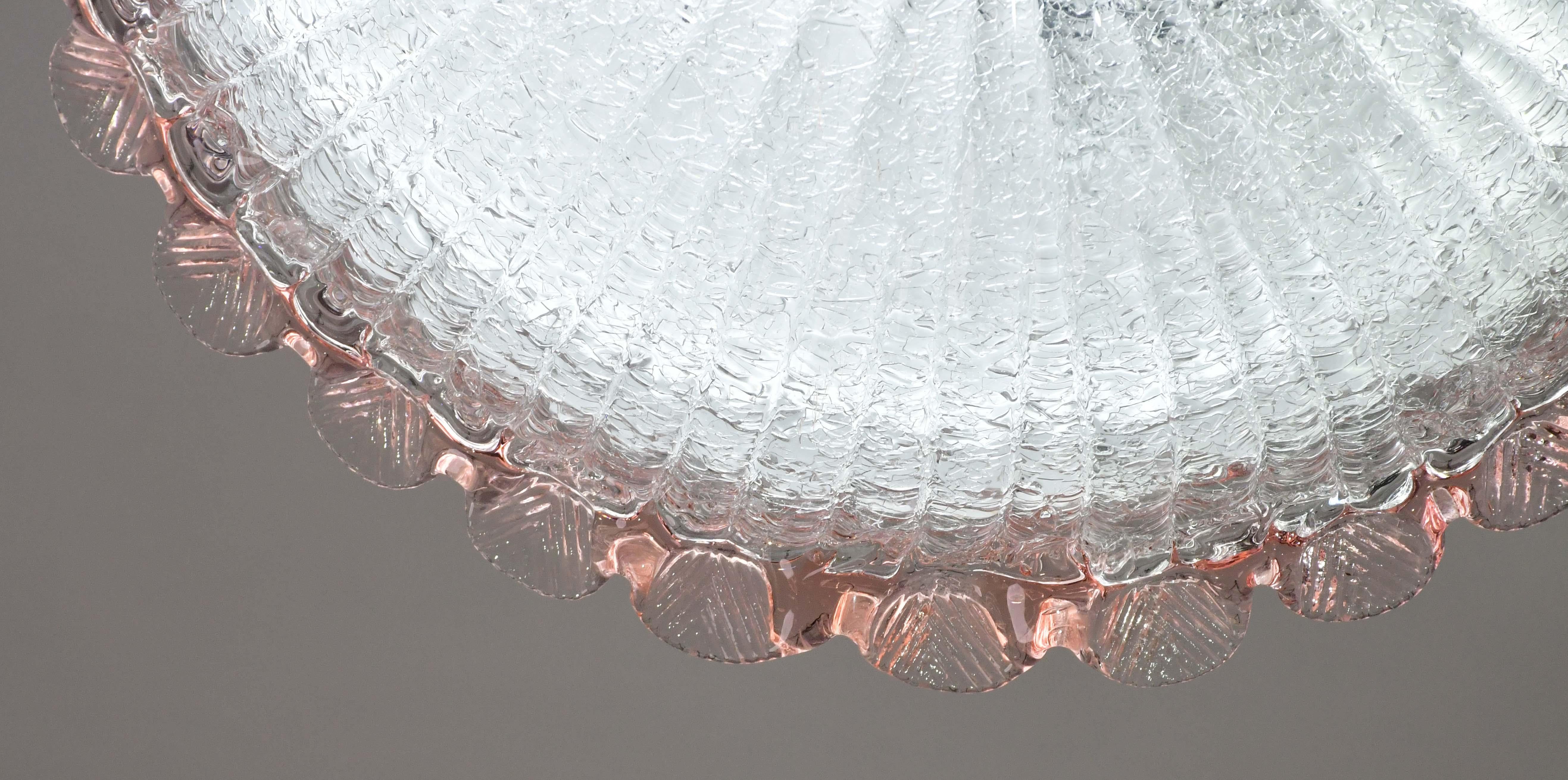 Precious Italian Pink Murano Glass Ceiling Fixture, Murano, 1970 en venta 2