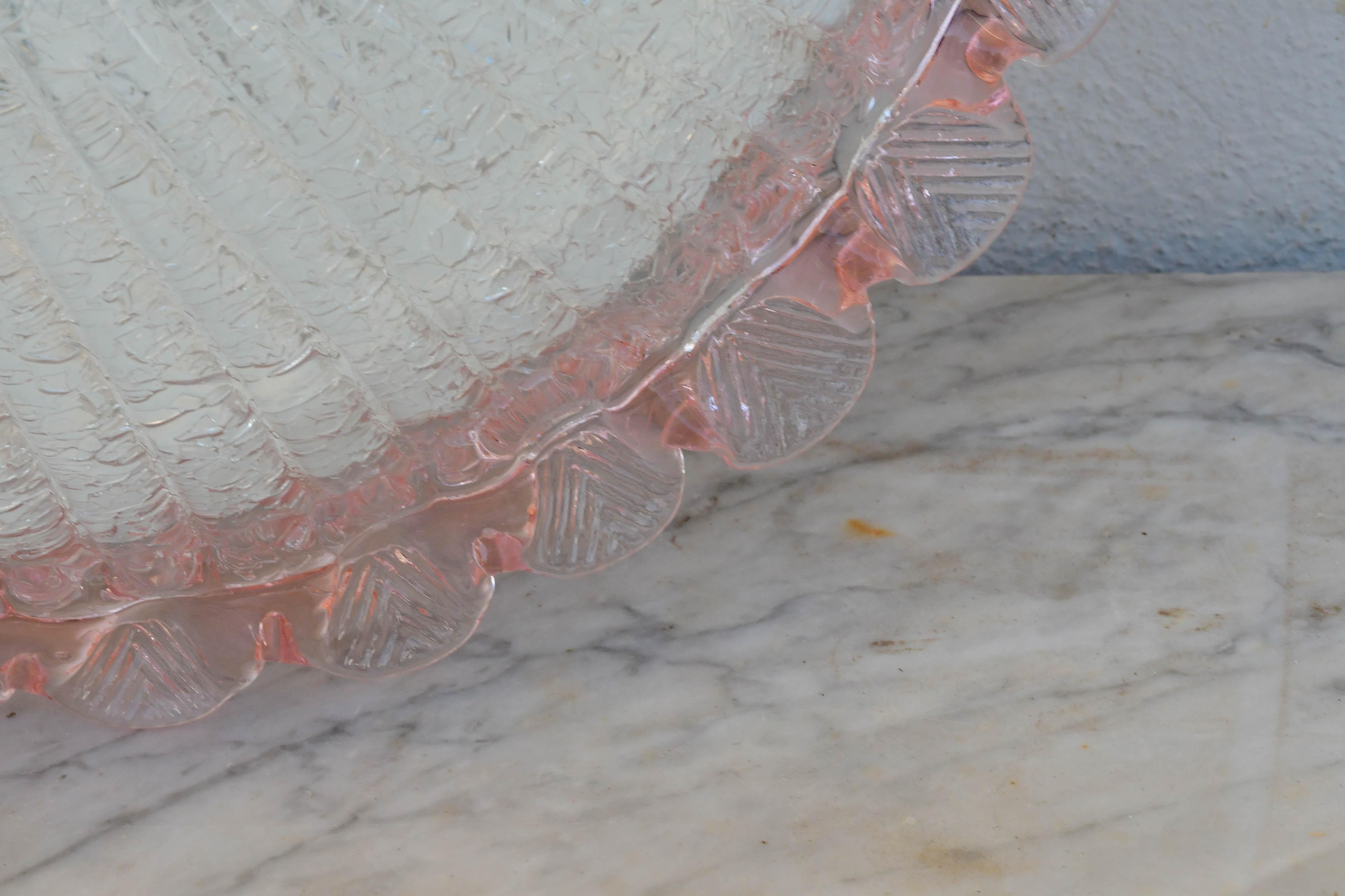 Precious Italian Pink Murano Glass Ceiling Fixture, Murano, 1970 en venta 3