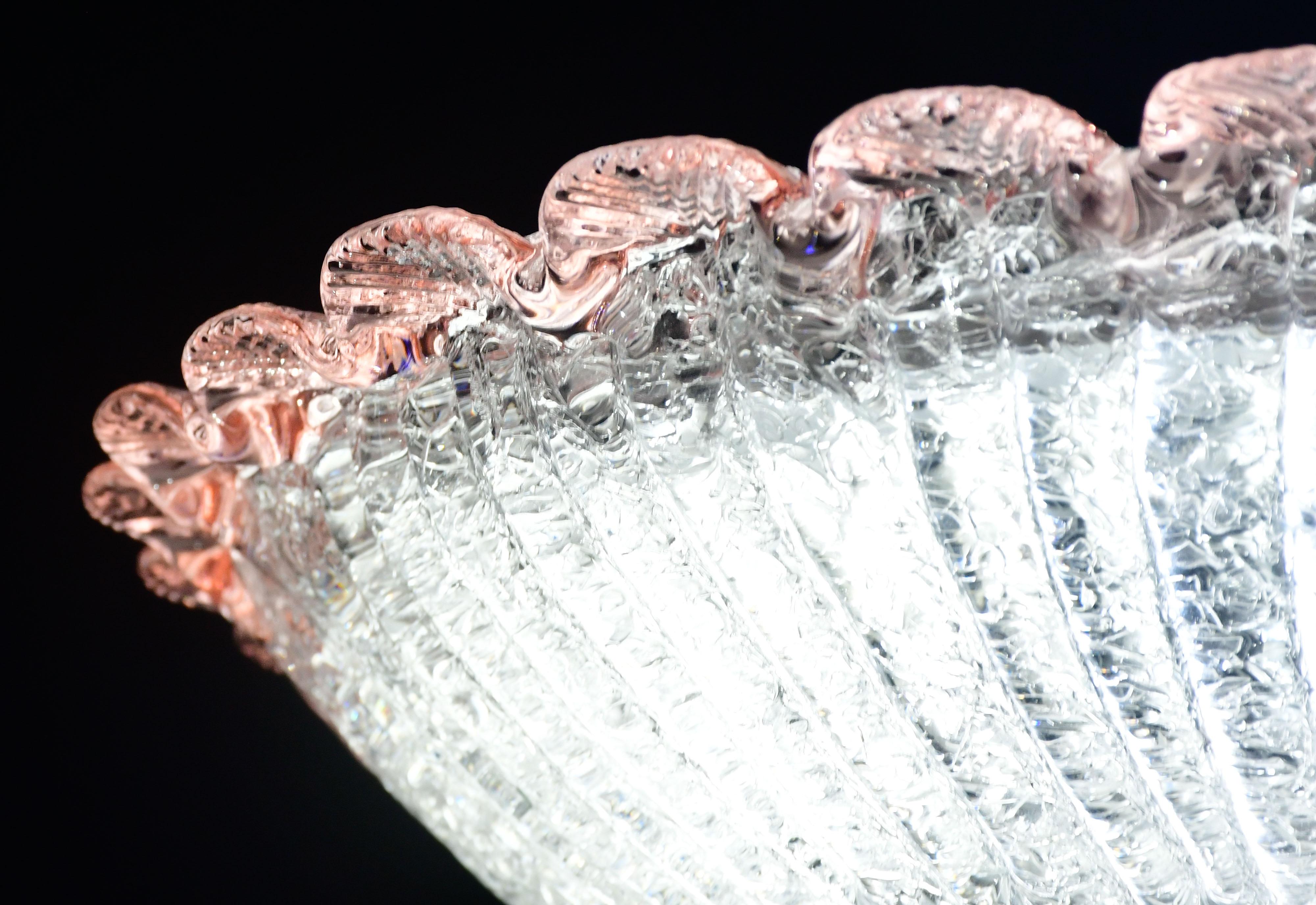 Precious Italian Pink Murano Glass Ceiling Fixture, Murano, 1970 en venta 4