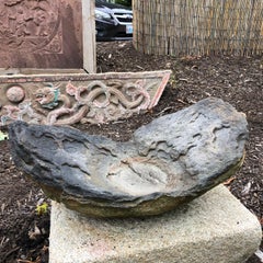 Precious Japanese Antique "Cradle" Stone Basin Planter Tsukubai, Unique