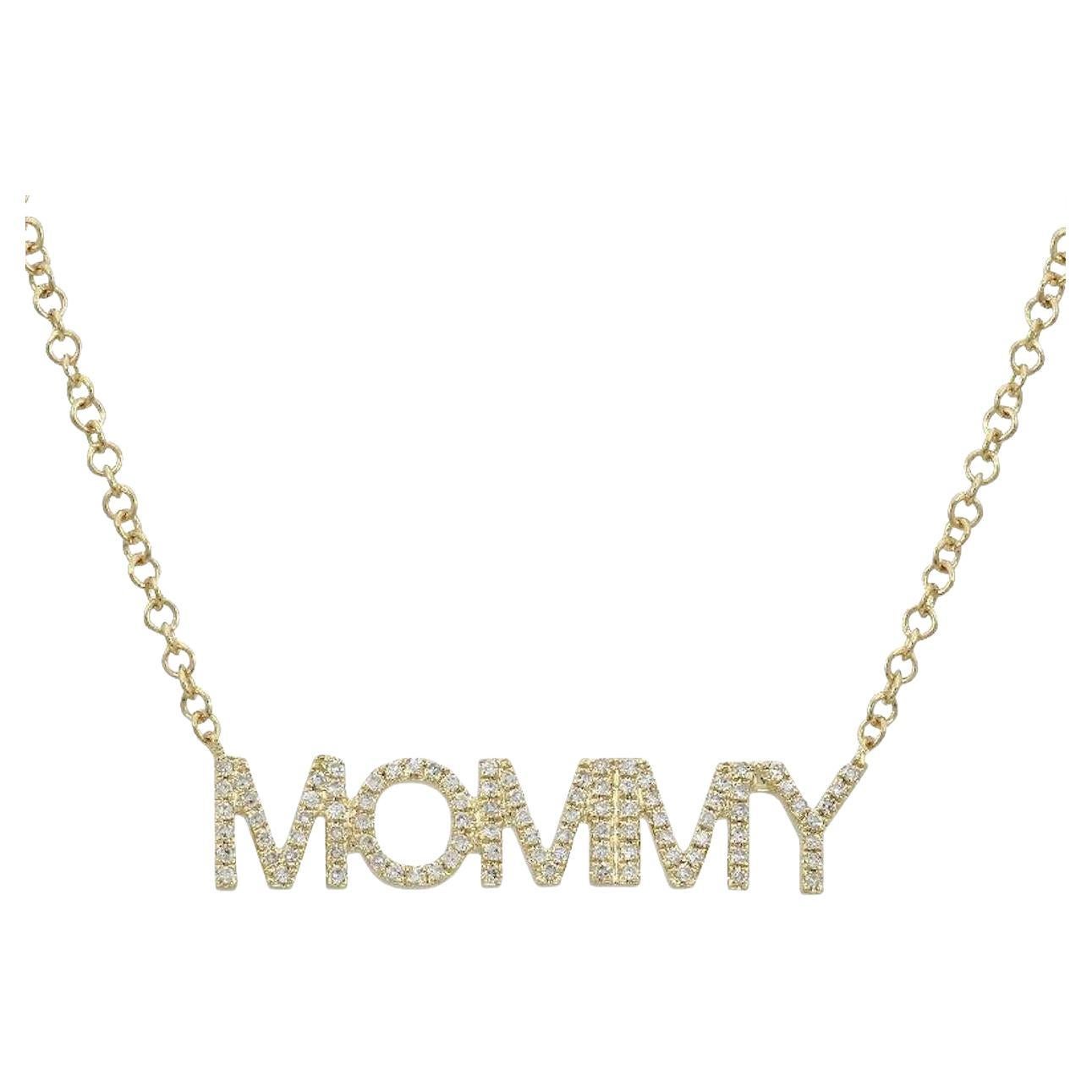 Personalised Mommy 14K Yellow Gold Diamond Necklace