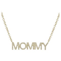 Personalisierte Mommy 14K Gelbgold Diamant-Halskette