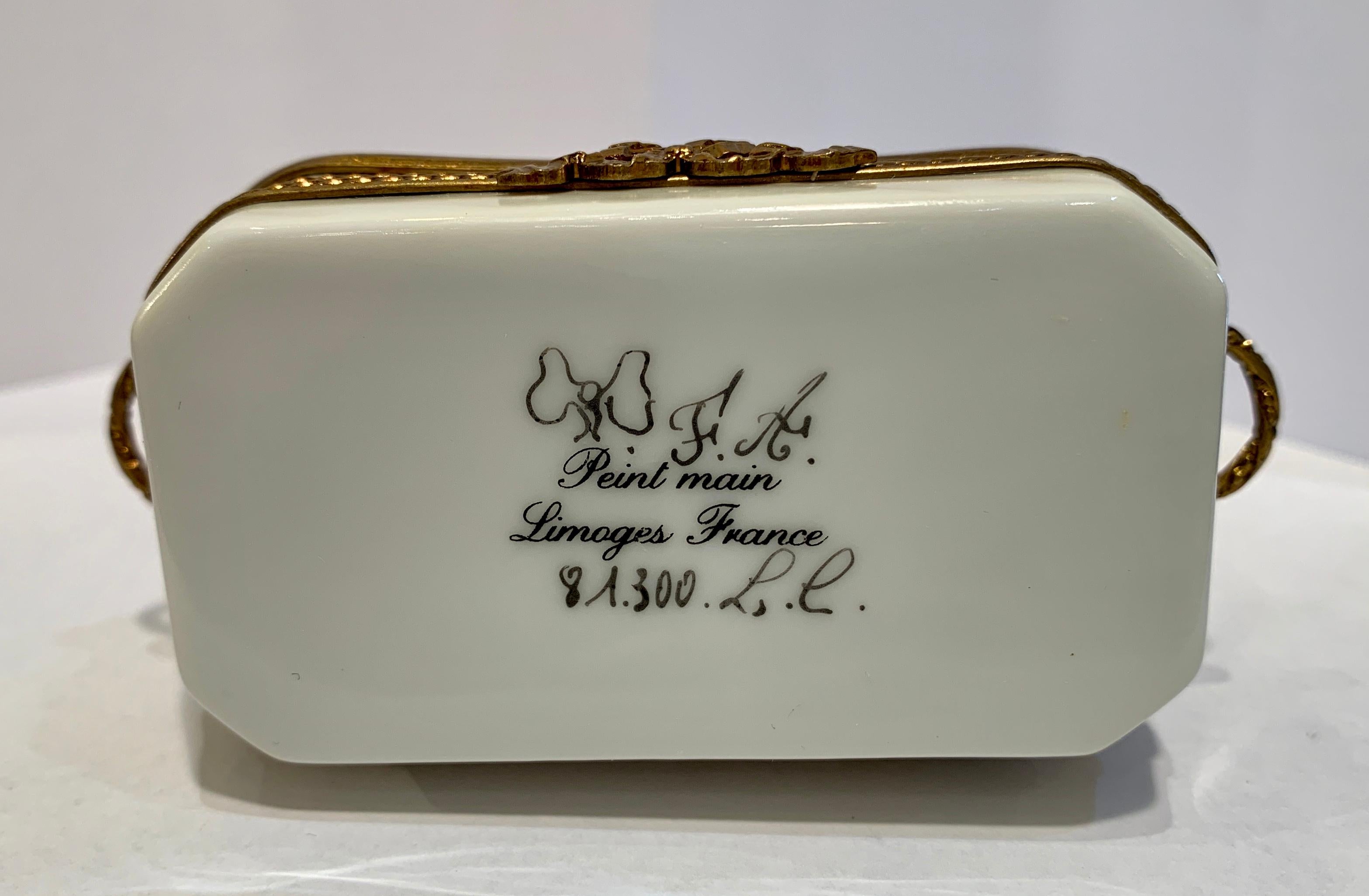 20th Century Precious Limoges France Hand Painted Porcelain Miniature Afixed Tea Set Box
