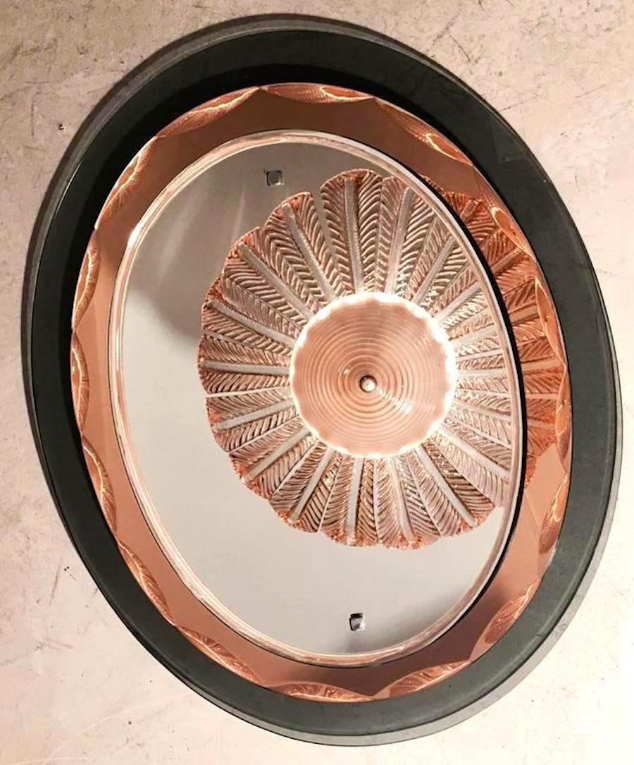 Italian Precious Oval Shaped Mirror Attributed to Max Ingrand for Fontana Arte, 1960s